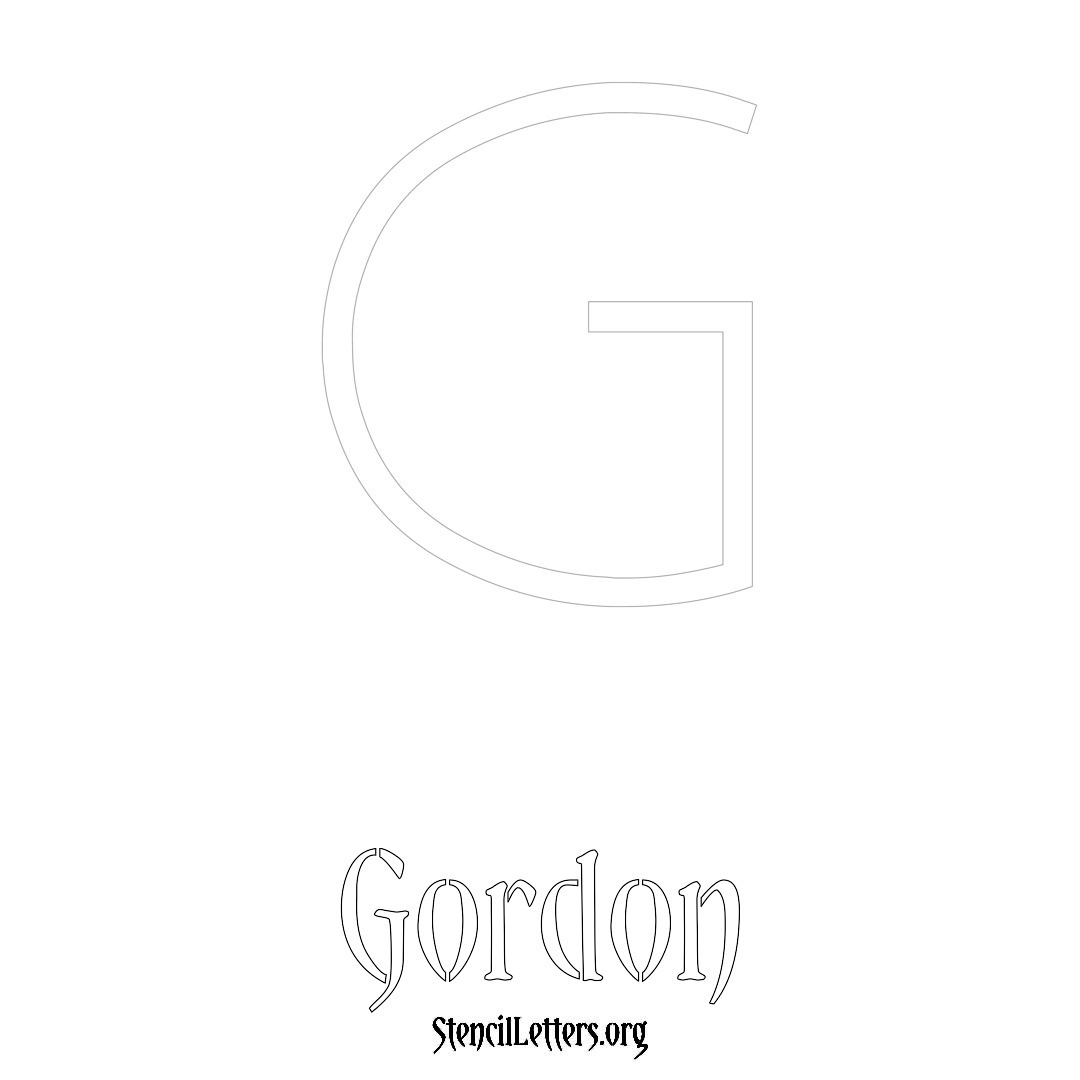 Gordon printable name initial stencil in Simple Elegant Lettering