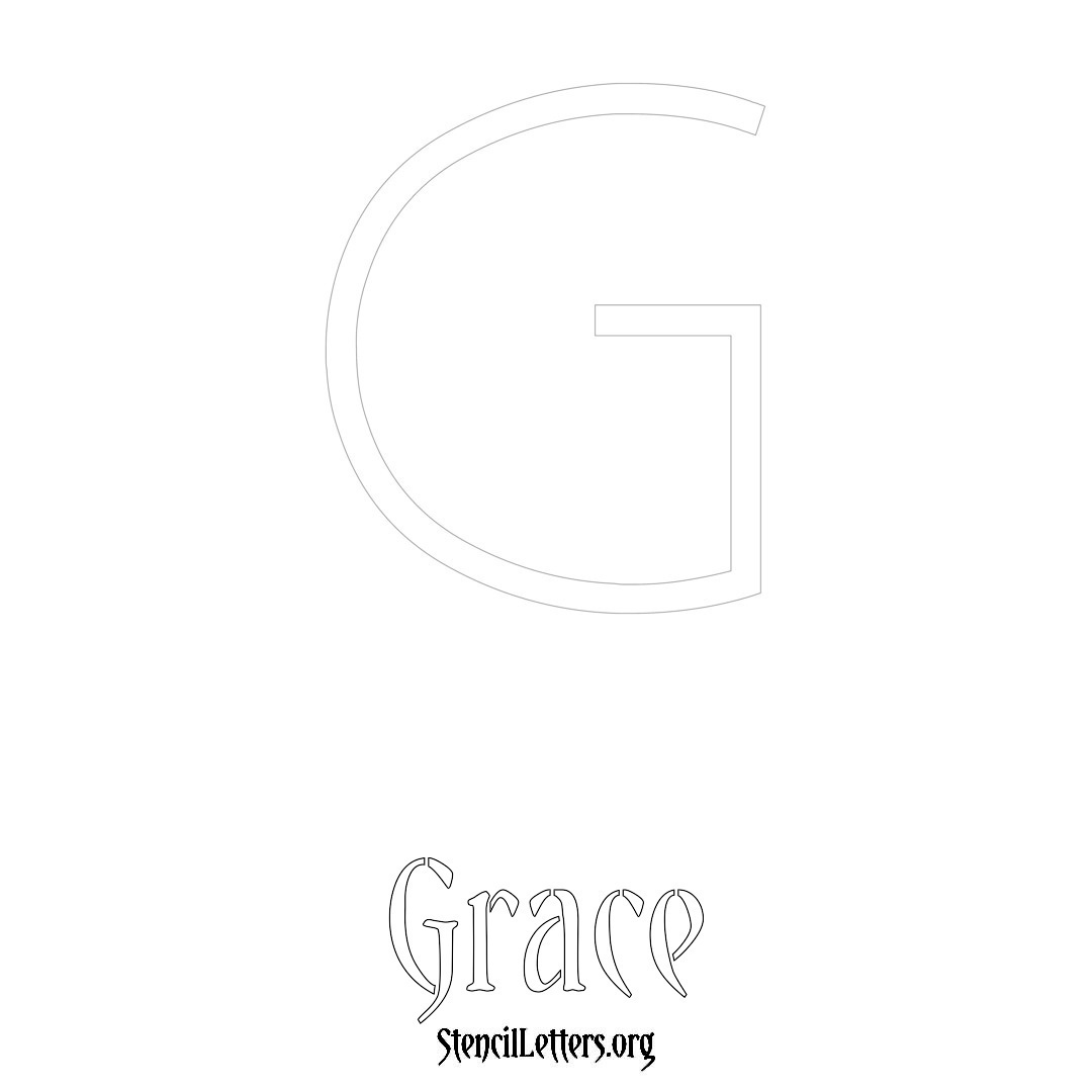 Grace printable name initial stencil in Simple Elegant Lettering