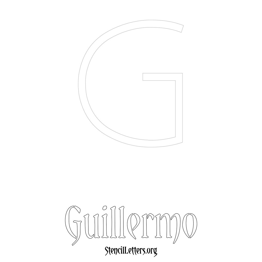 Guillermo printable name initial stencil in Simple Elegant Lettering