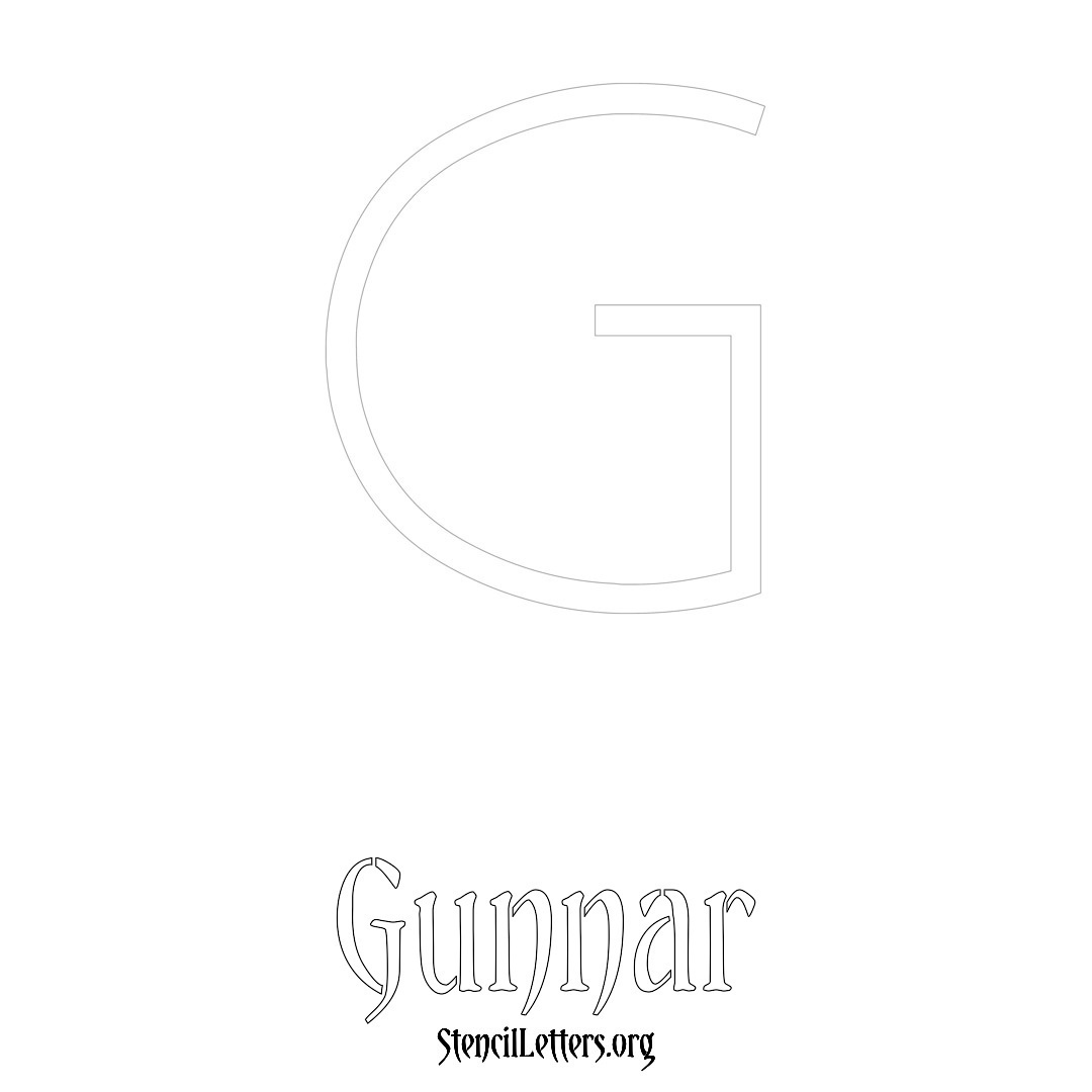 Gunnar printable name initial stencil in Simple Elegant Lettering