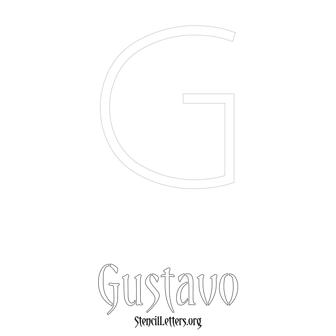 Gustavo printable name initial stencil in Simple Elegant Lettering