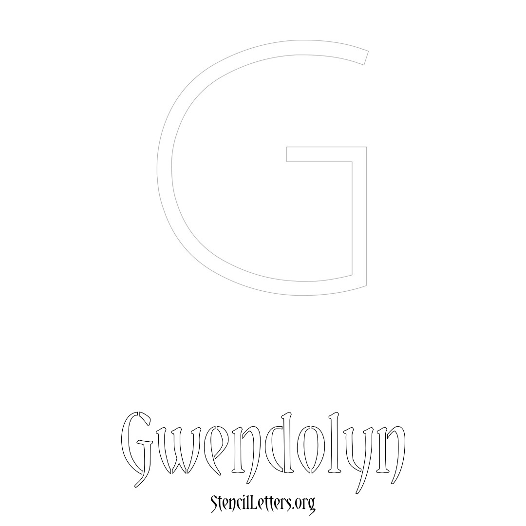 Gwendolyn printable name initial stencil in Simple Elegant Lettering