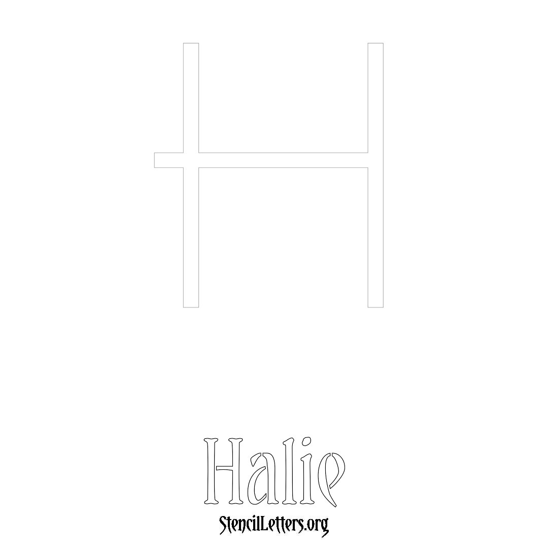 Halie printable name initial stencil in Simple Elegant Lettering