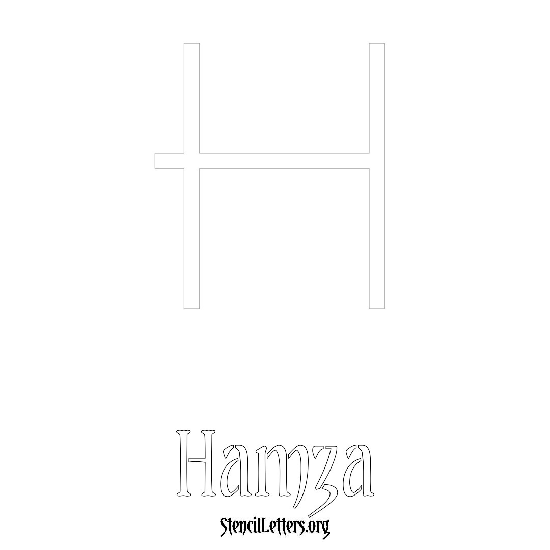 Hamza printable name initial stencil in Simple Elegant Lettering