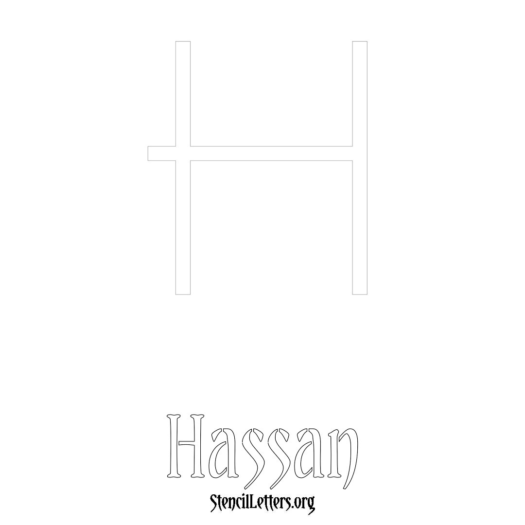 Hassan printable name initial stencil in Simple Elegant Lettering