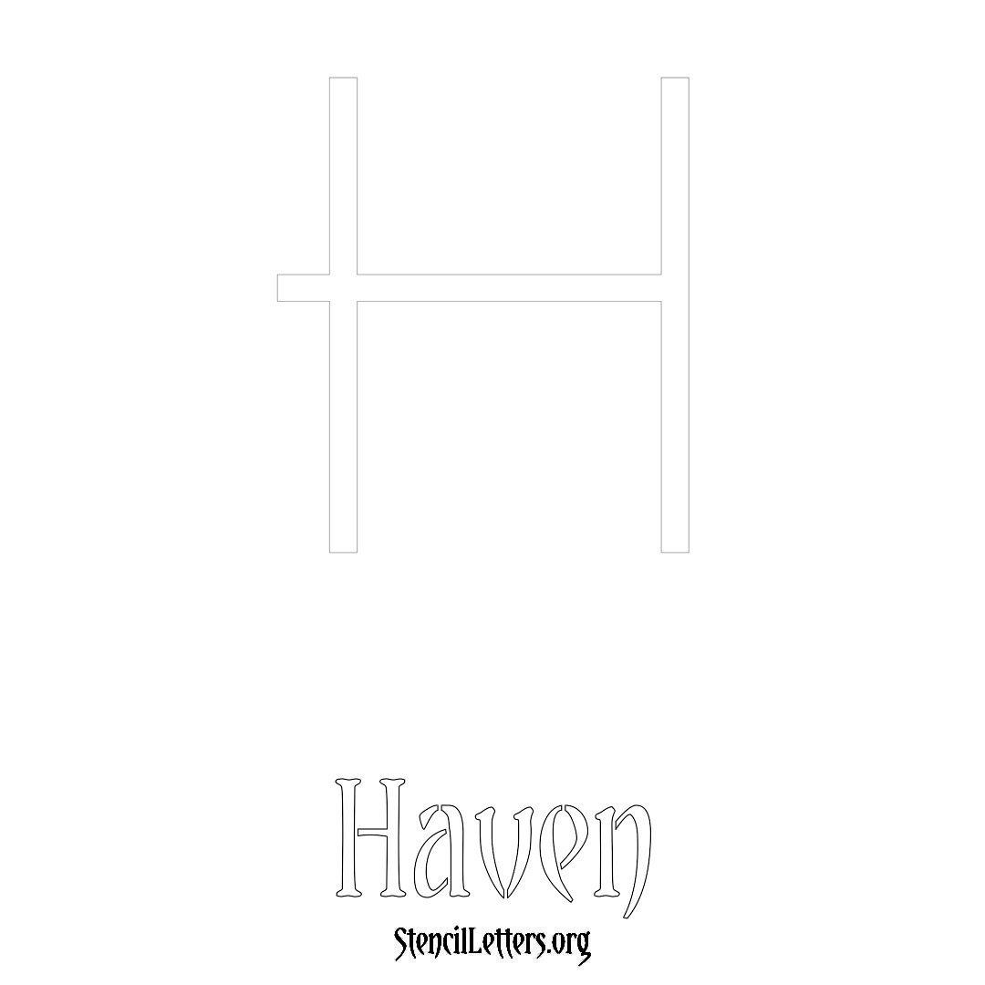 Haven printable name initial stencil in Simple Elegant Lettering