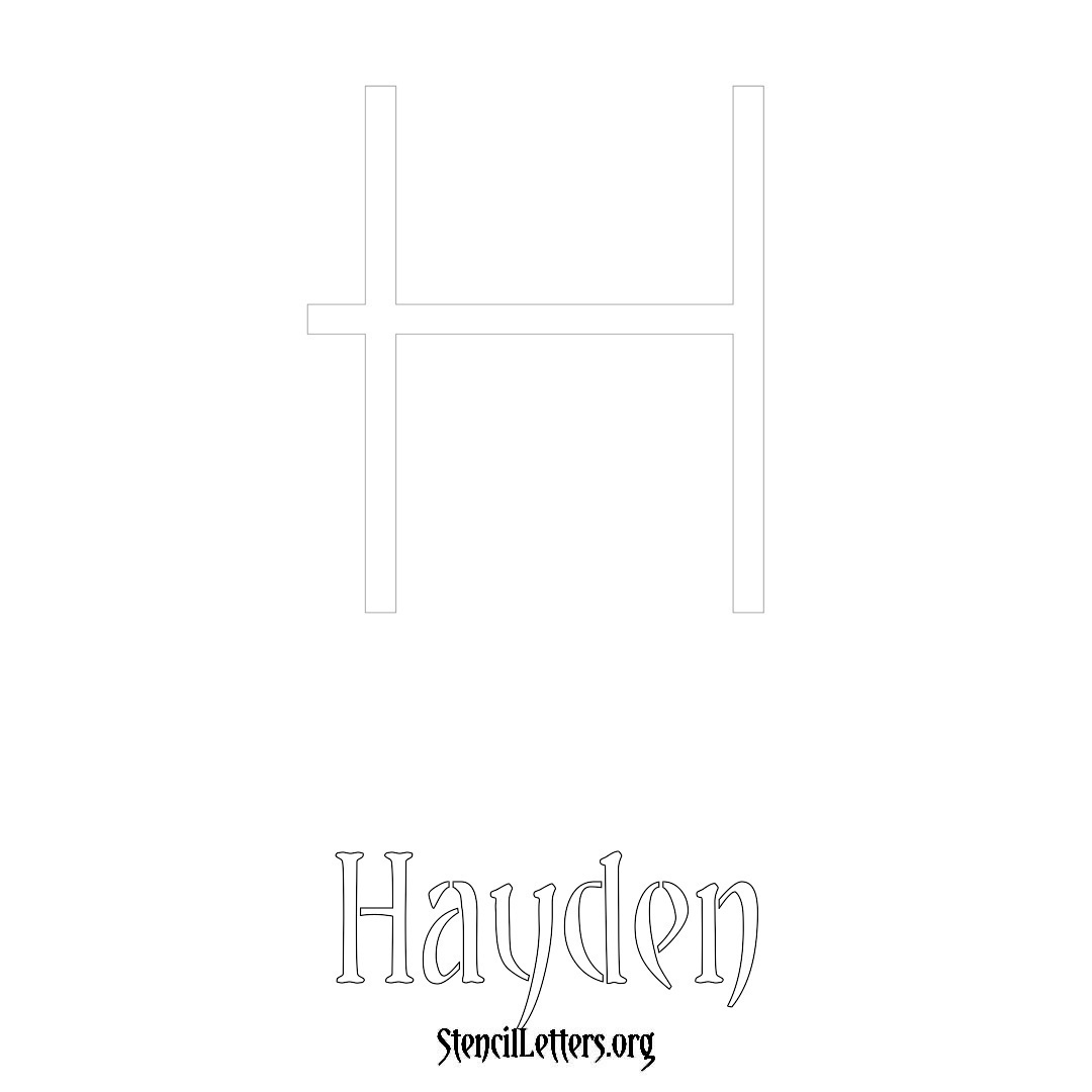 Hayden printable name initial stencil in Simple Elegant Lettering