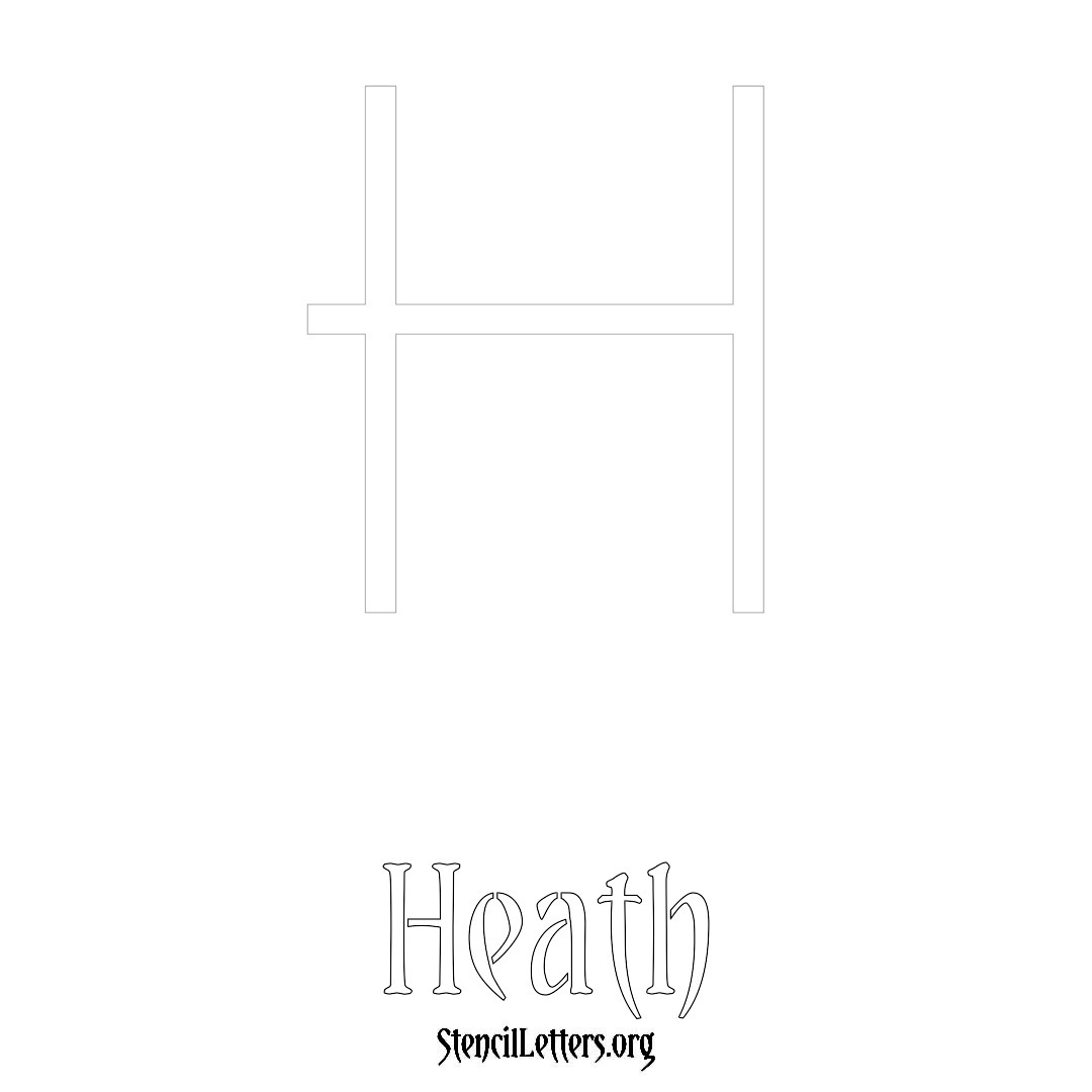 Heath printable name initial stencil in Simple Elegant Lettering