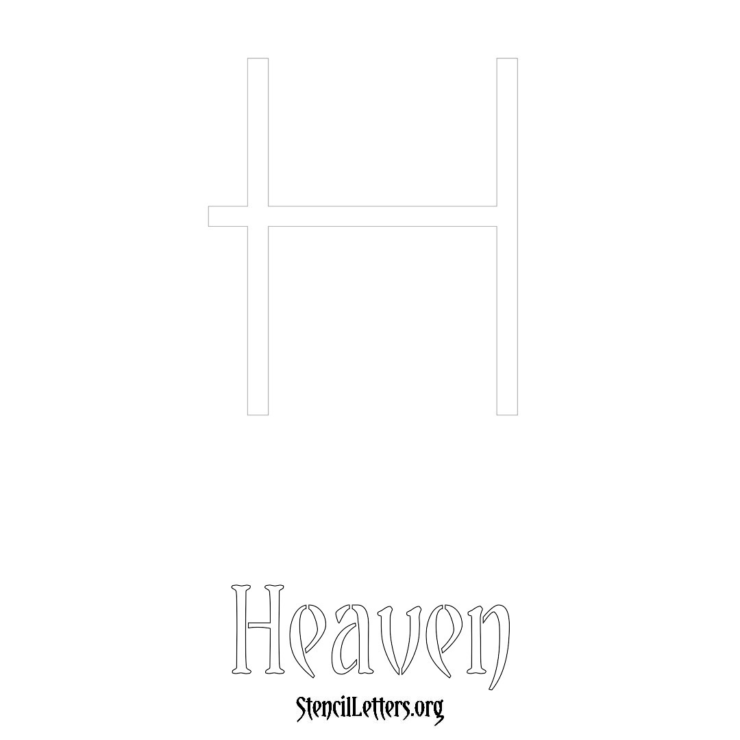 Heaven printable name initial stencil in Simple Elegant Lettering