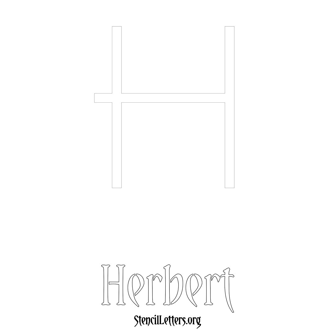 Herbert printable name initial stencil in Simple Elegant Lettering
