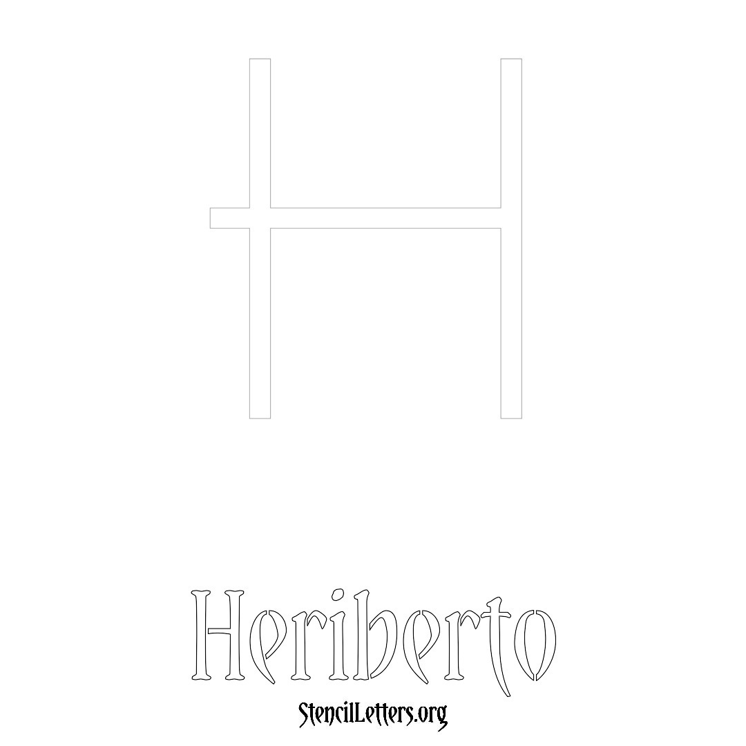 Heriberto printable name initial stencil in Simple Elegant Lettering