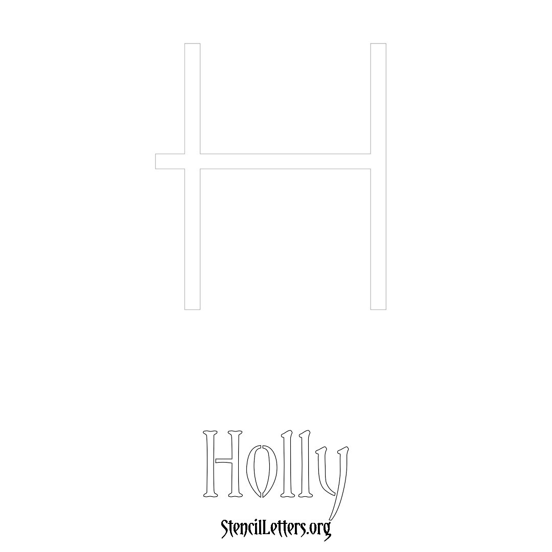 Holly printable name initial stencil in Simple Elegant Lettering