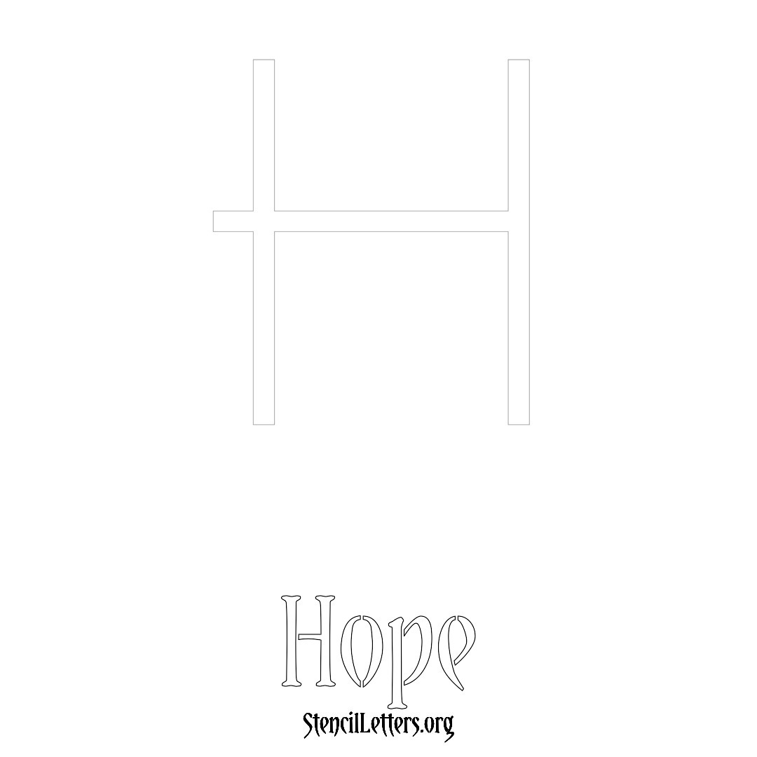 Hope printable name initial stencil in Simple Elegant Lettering