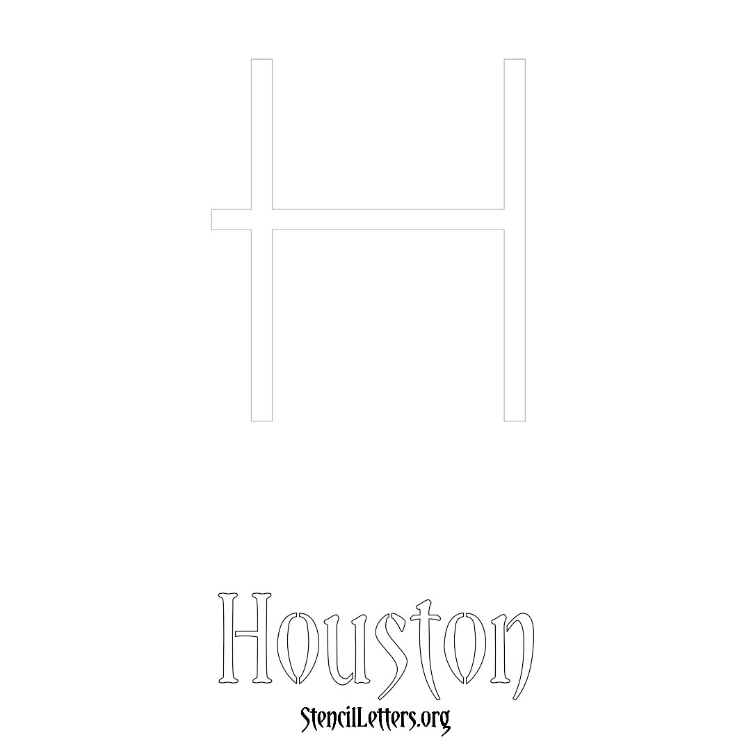 Houston printable name initial stencil in Simple Elegant Lettering