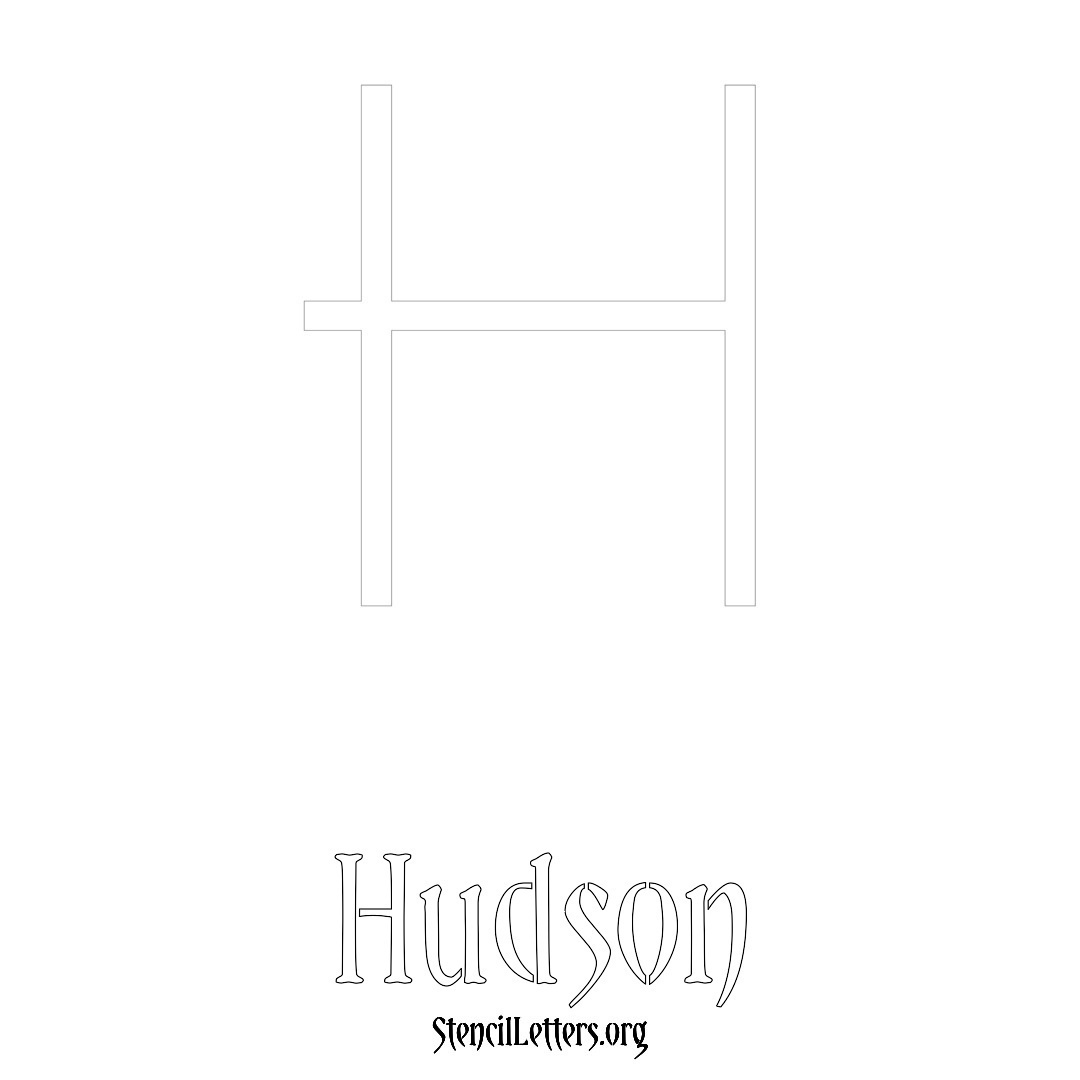 Hudson printable name initial stencil in Simple Elegant Lettering