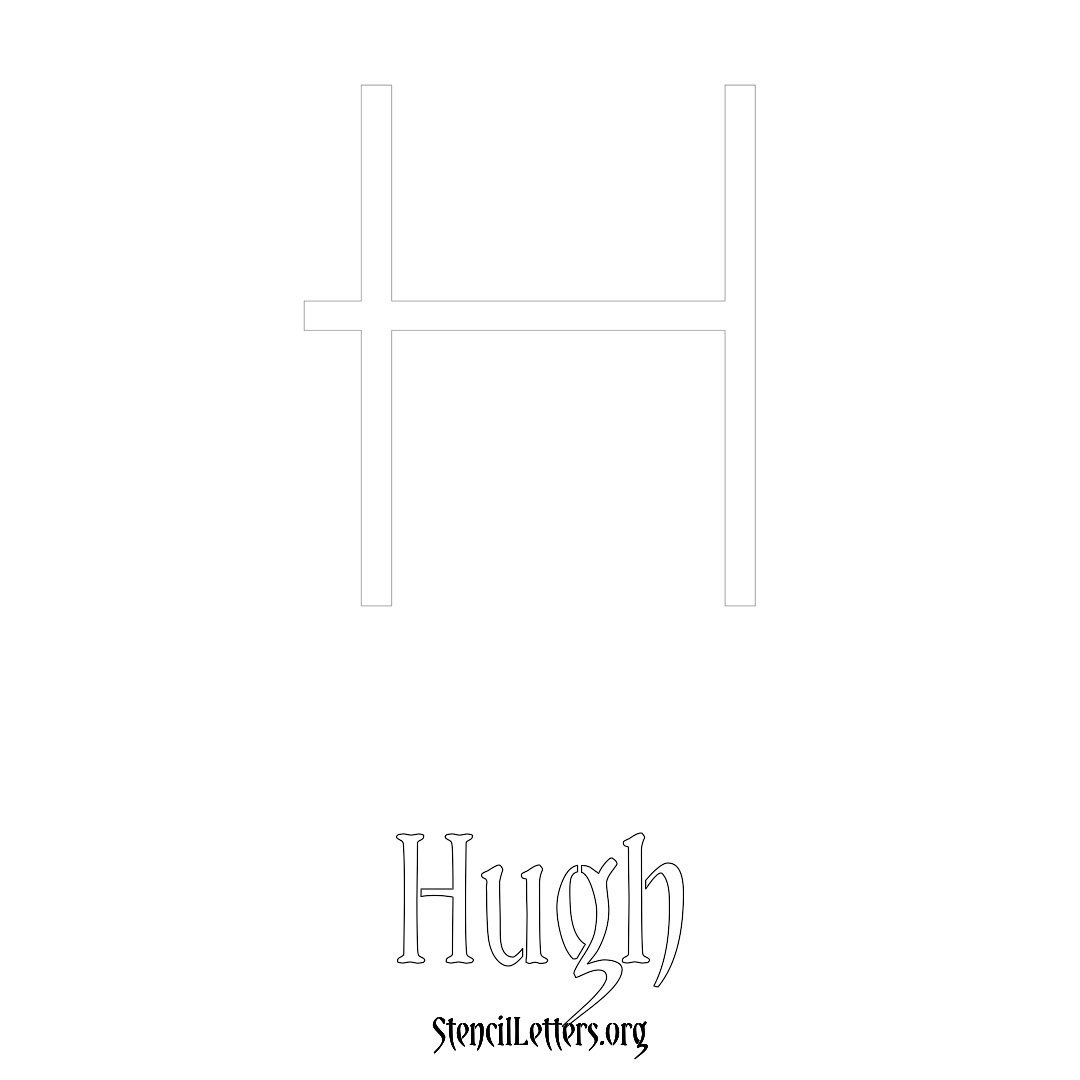 Hugh printable name initial stencil in Simple Elegant Lettering