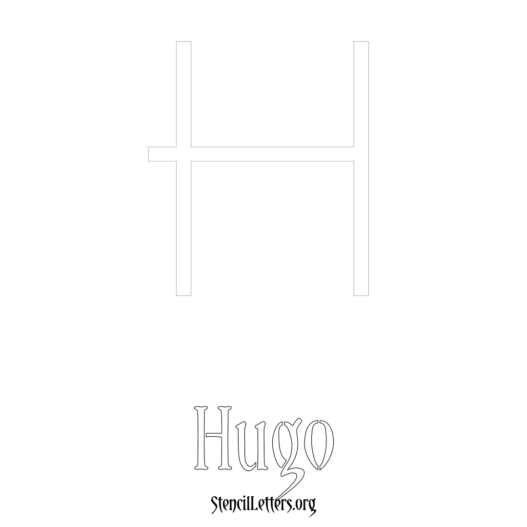 Hugo printable name initial stencil in Simple Elegant Lettering