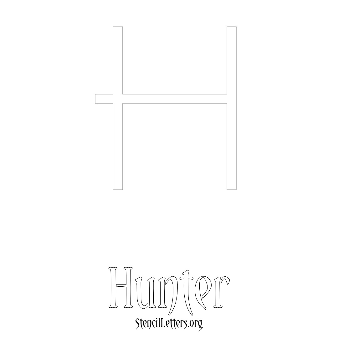 Hunter printable name initial stencil in Simple Elegant Lettering