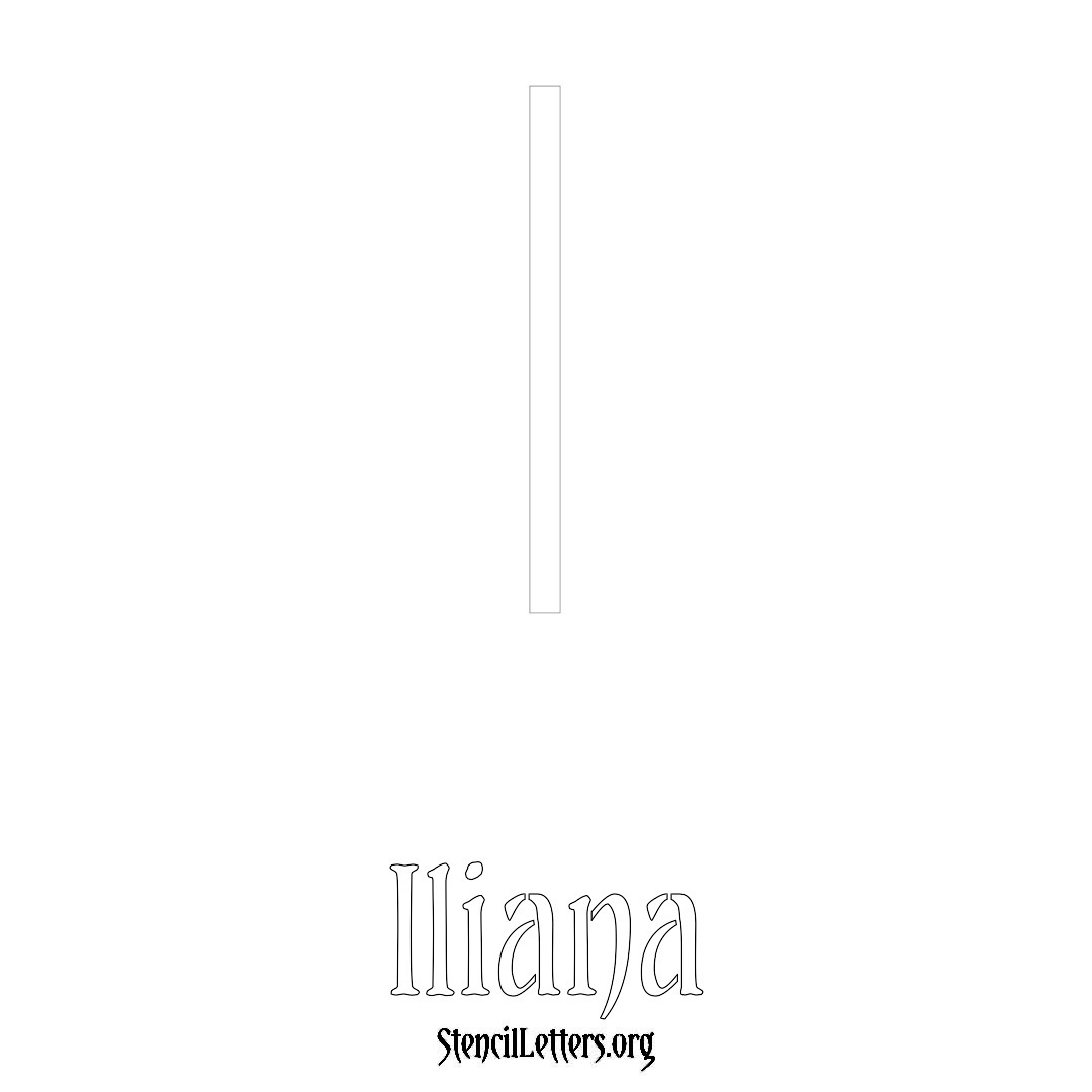 Iliana printable name initial stencil in Simple Elegant Lettering