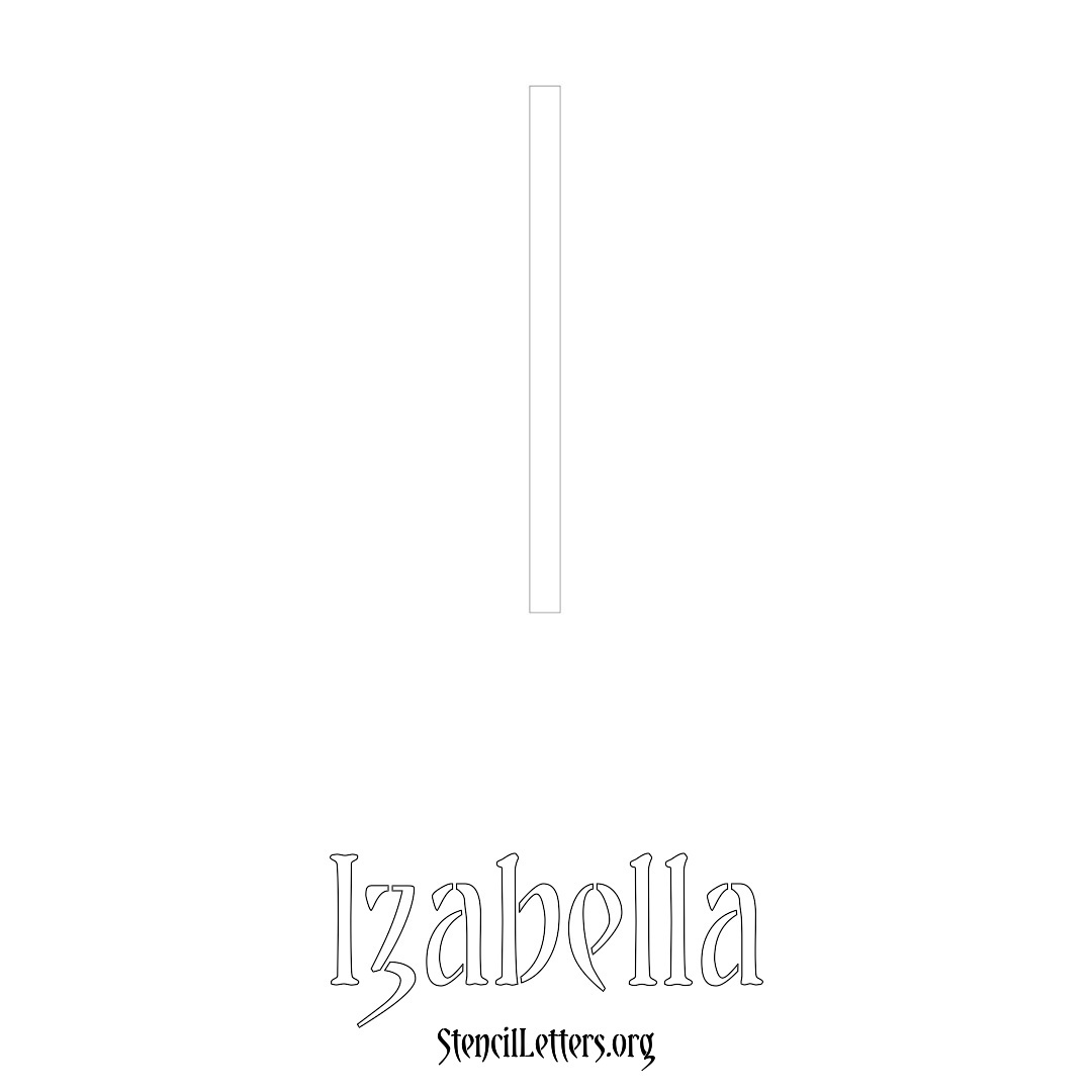 Izabella printable name initial stencil in Simple Elegant Lettering