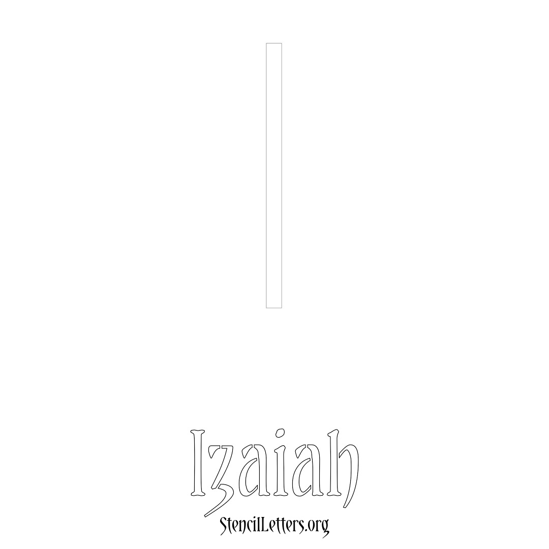 Izaiah printable name initial stencil in Simple Elegant Lettering