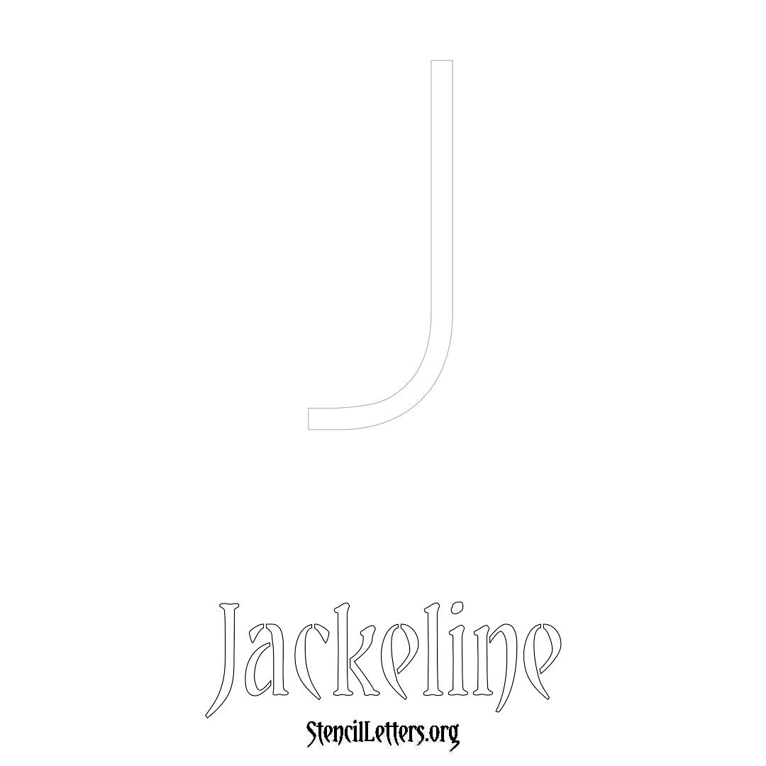 Jackeline printable name initial stencil in Simple Elegant Lettering
