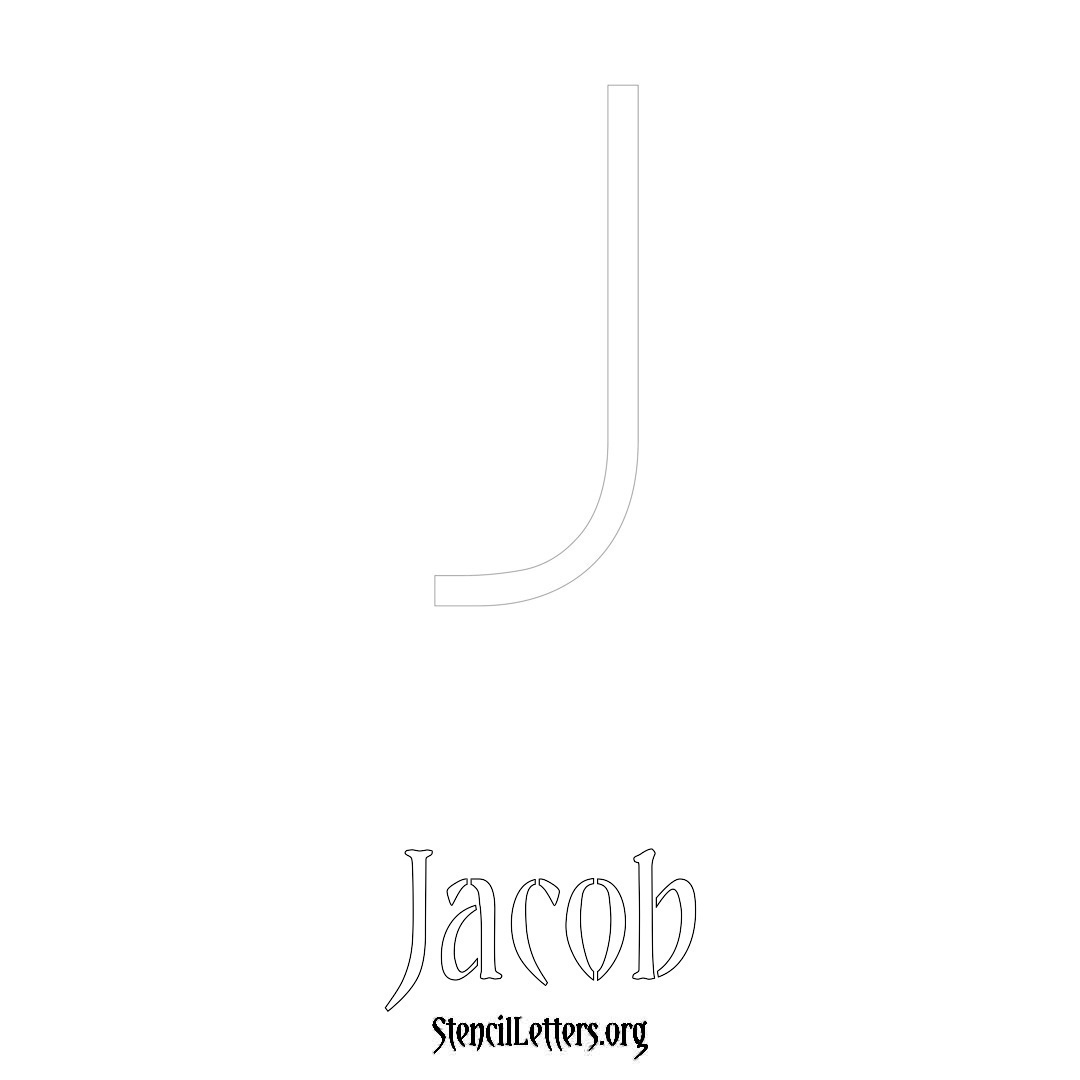 Jacob printable name initial stencil in Simple Elegant Lettering
