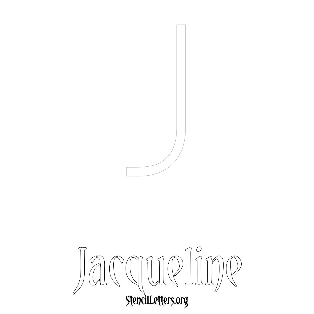 Jacqueline printable name initial stencil in Simple Elegant Lettering