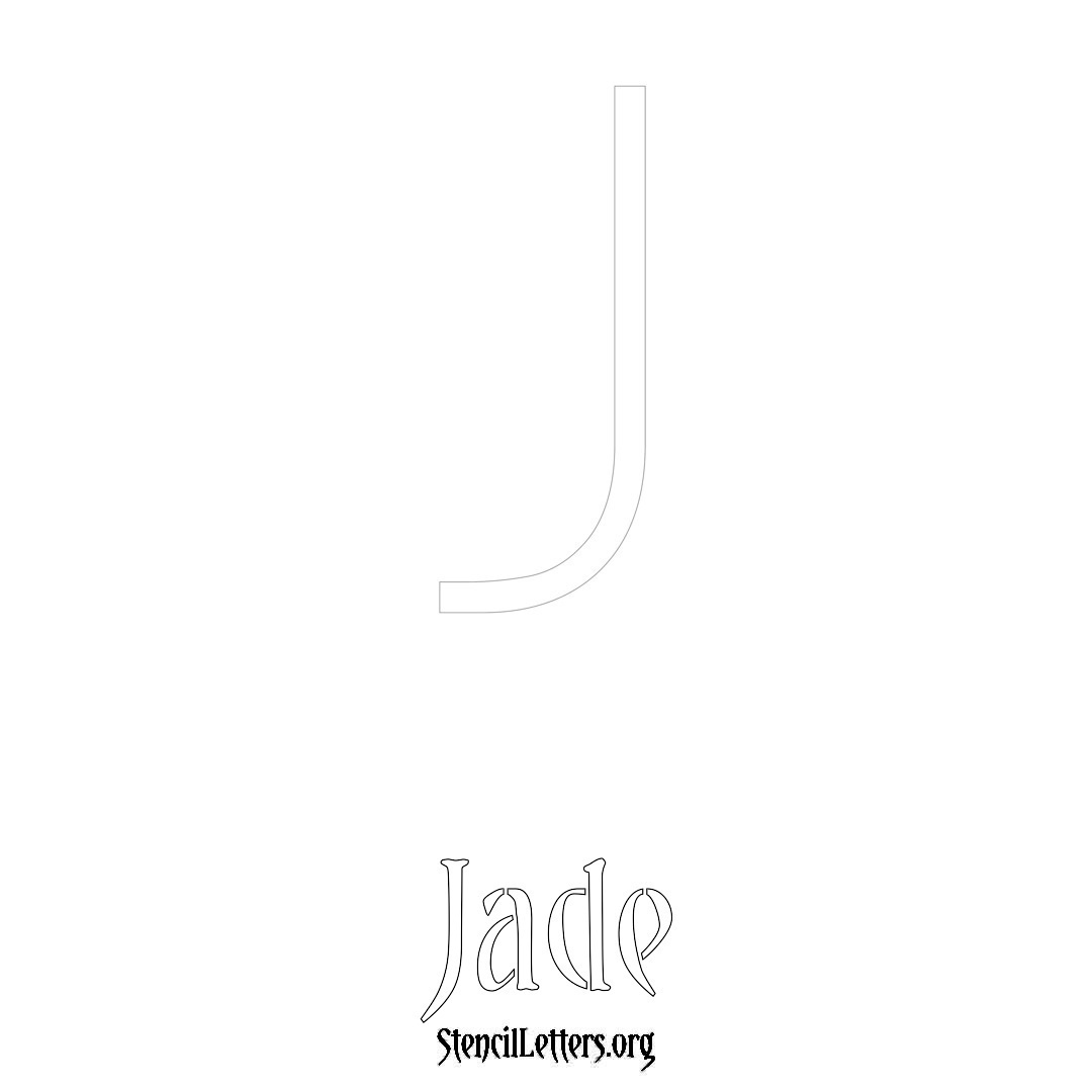 Jade printable name initial stencil in Simple Elegant Lettering