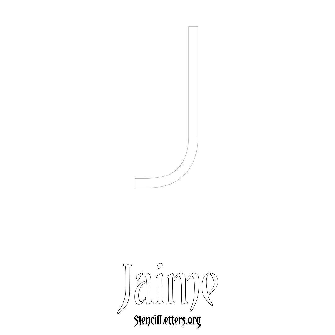 Jaime printable name initial stencil in Simple Elegant Lettering