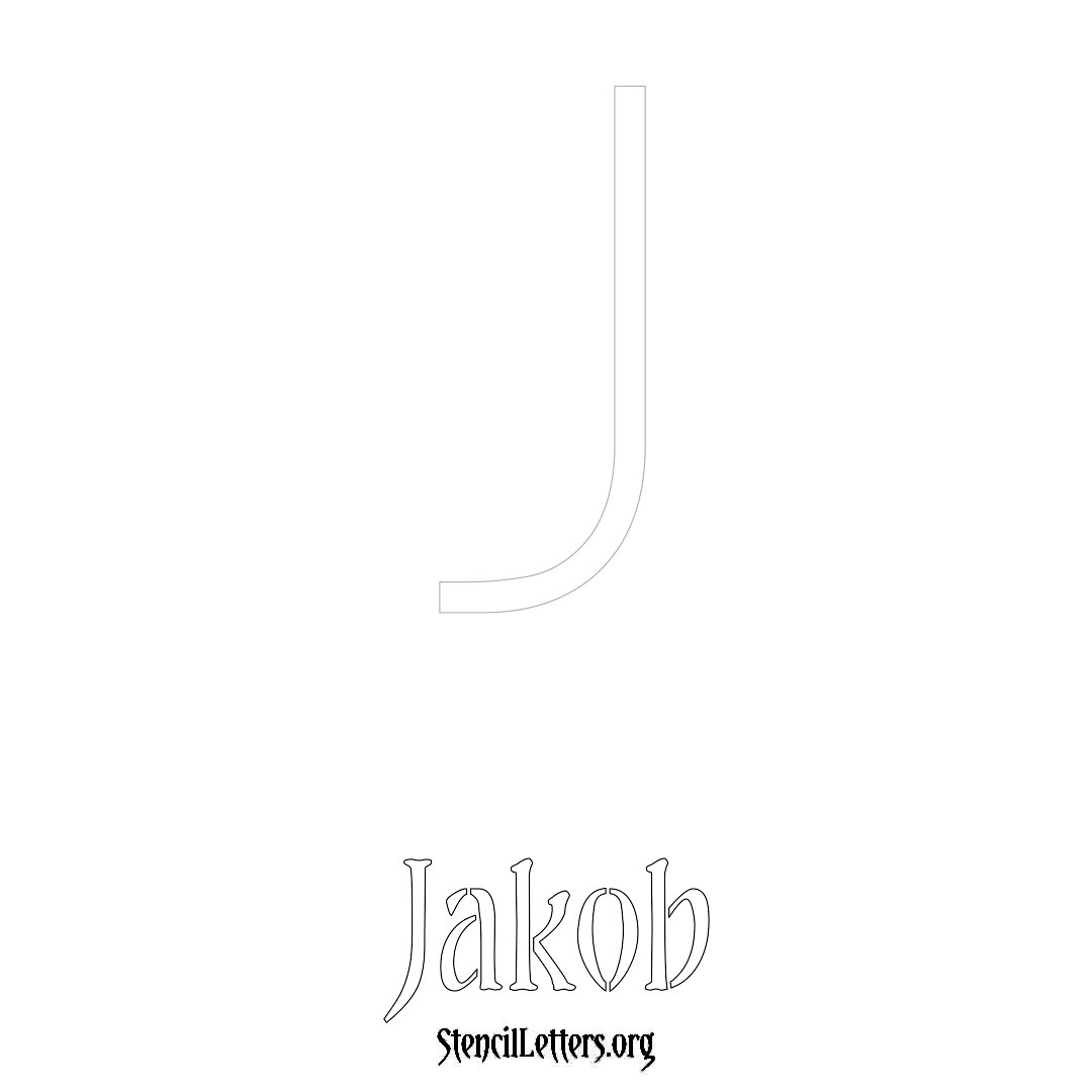 Jakob printable name initial stencil in Simple Elegant Lettering