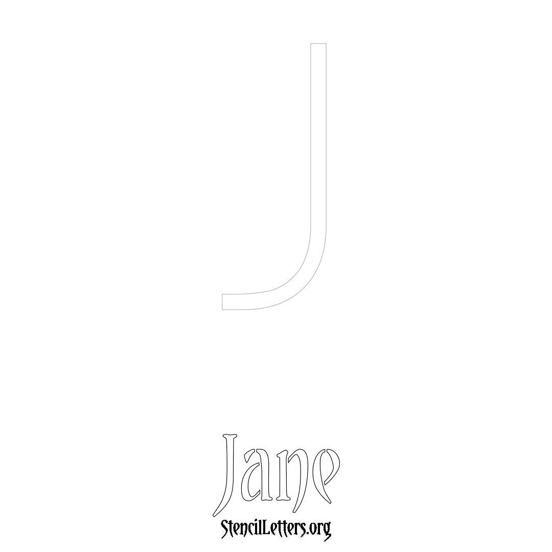 Jane printable name initial stencil in Simple Elegant Lettering