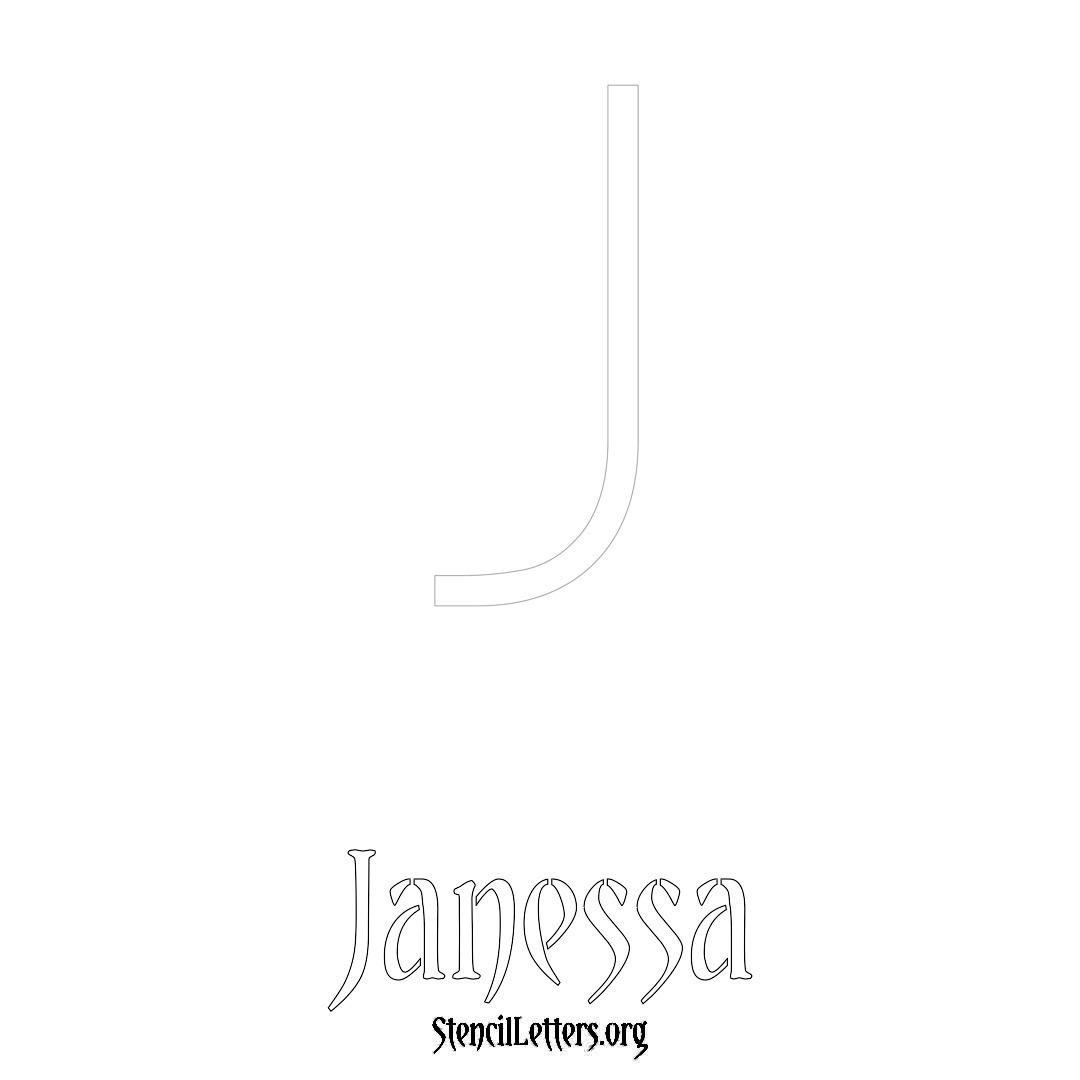 Janessa printable name initial stencil in Simple Elegant Lettering