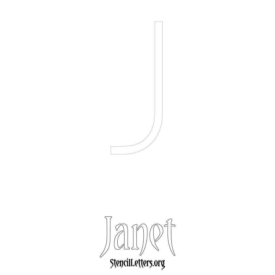 Janet printable name initial stencil in Simple Elegant Lettering