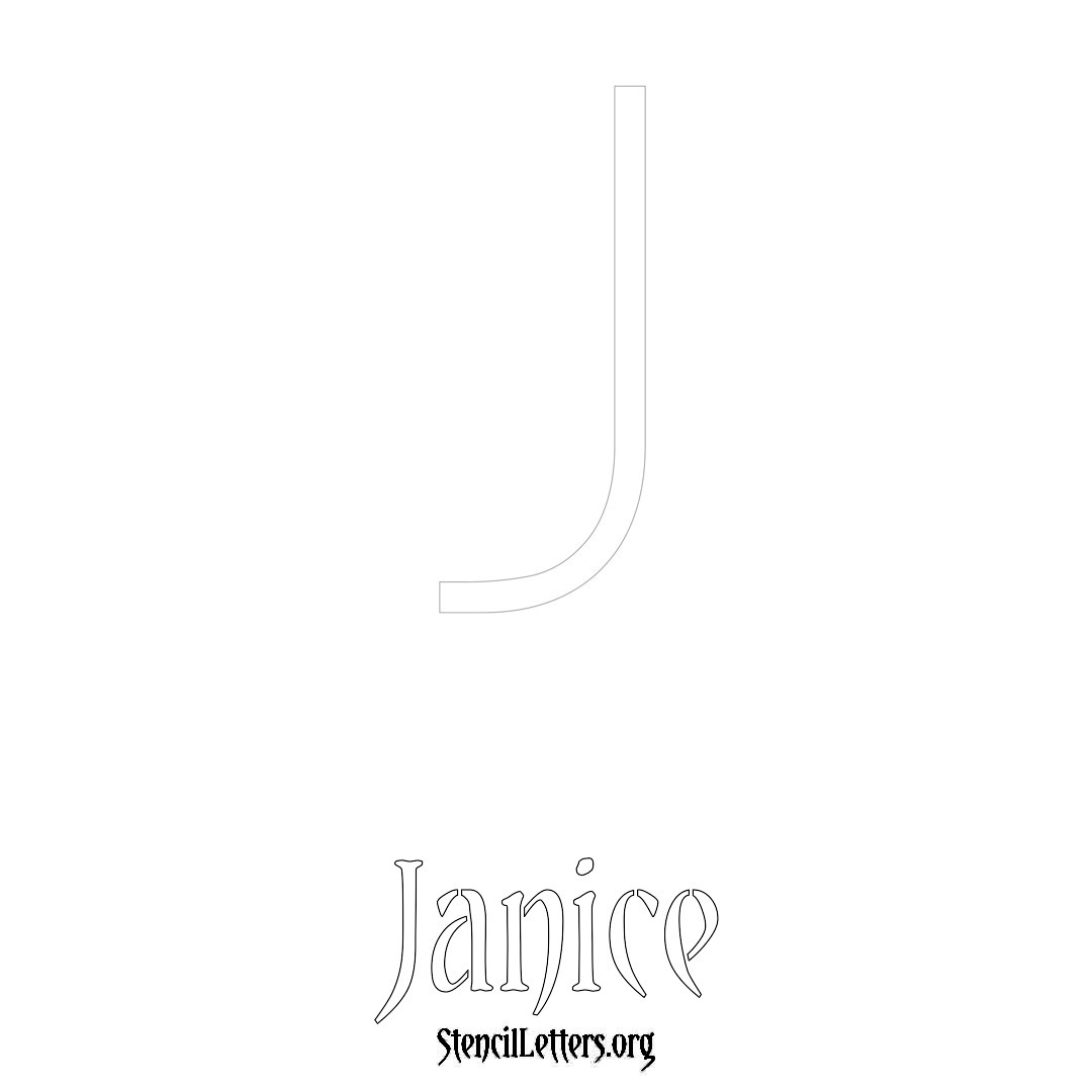 Janice printable name initial stencil in Simple Elegant Lettering