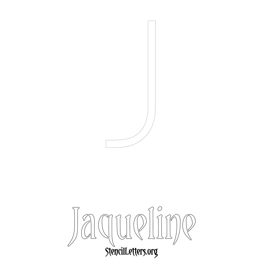 Jaqueline printable name initial stencil in Simple Elegant Lettering