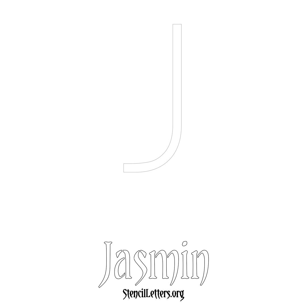 Jasmin printable name initial stencil in Simple Elegant Lettering