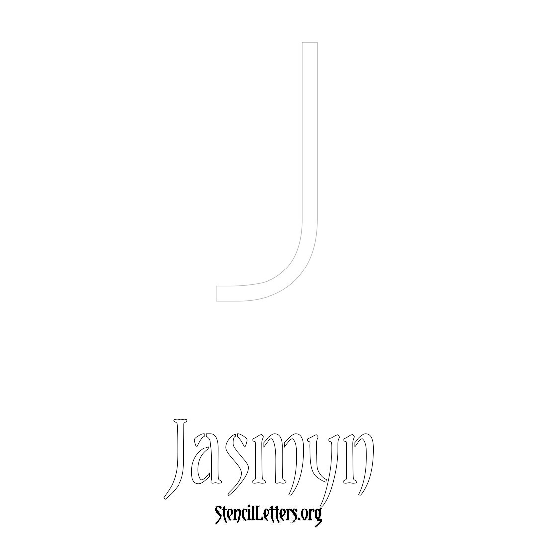 Jasmyn printable name initial stencil in Simple Elegant Lettering