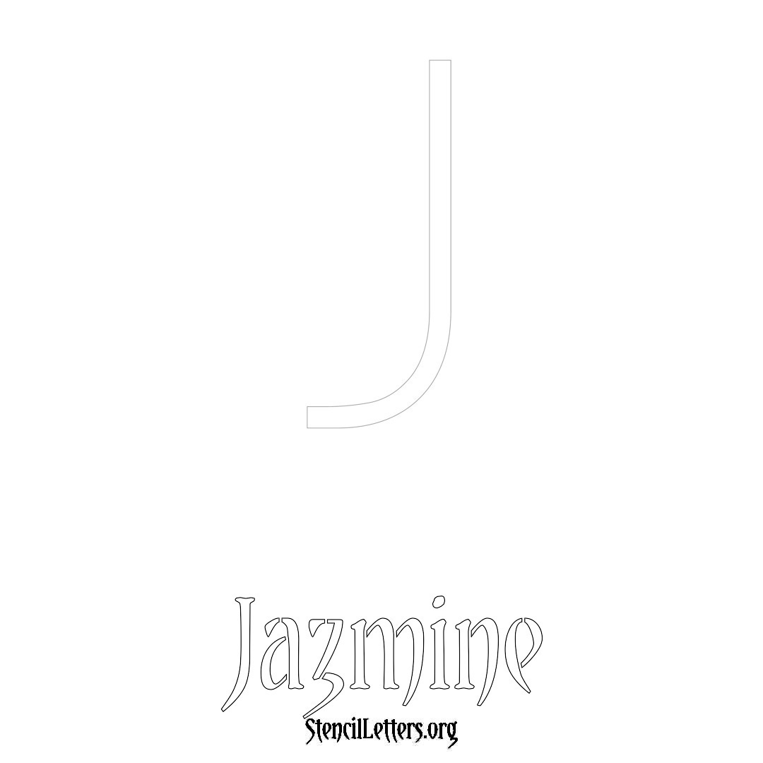 Jazmine printable name initial stencil in Simple Elegant Lettering