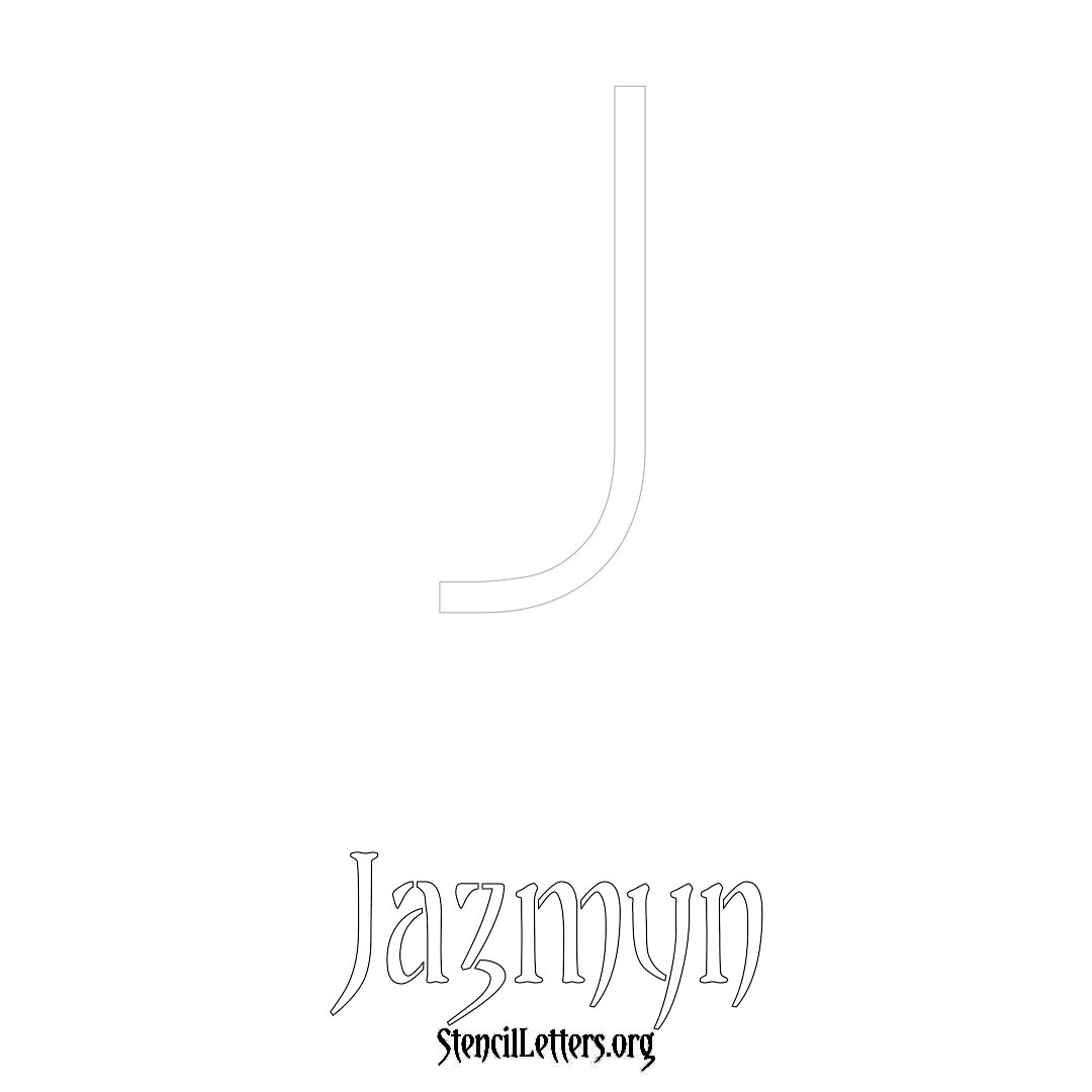 Jazmyn printable name initial stencil in Simple Elegant Lettering