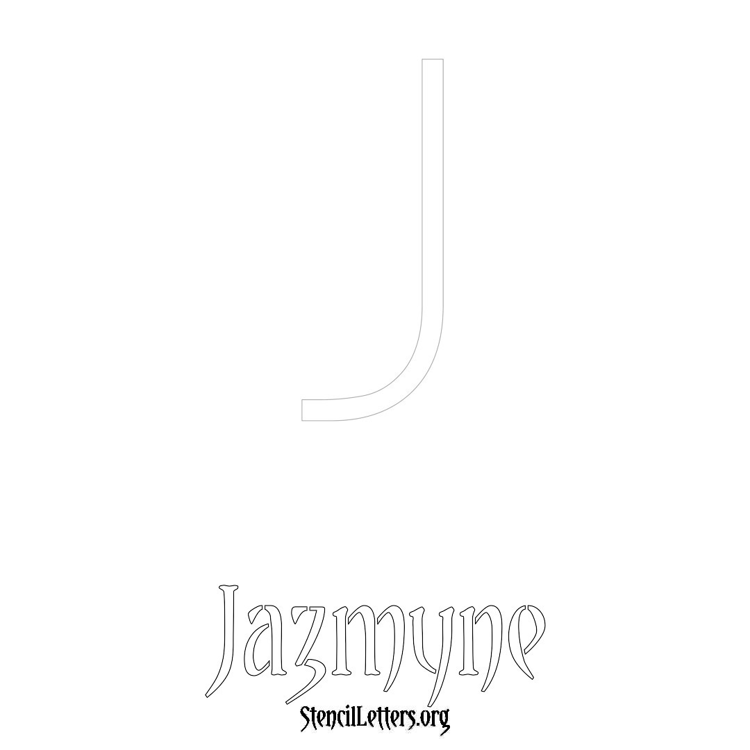 Jazmyne printable name initial stencil in Simple Elegant Lettering