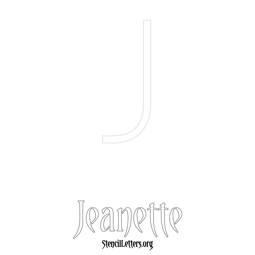 Jeanette printable name initial stencil in Simple Elegant Lettering