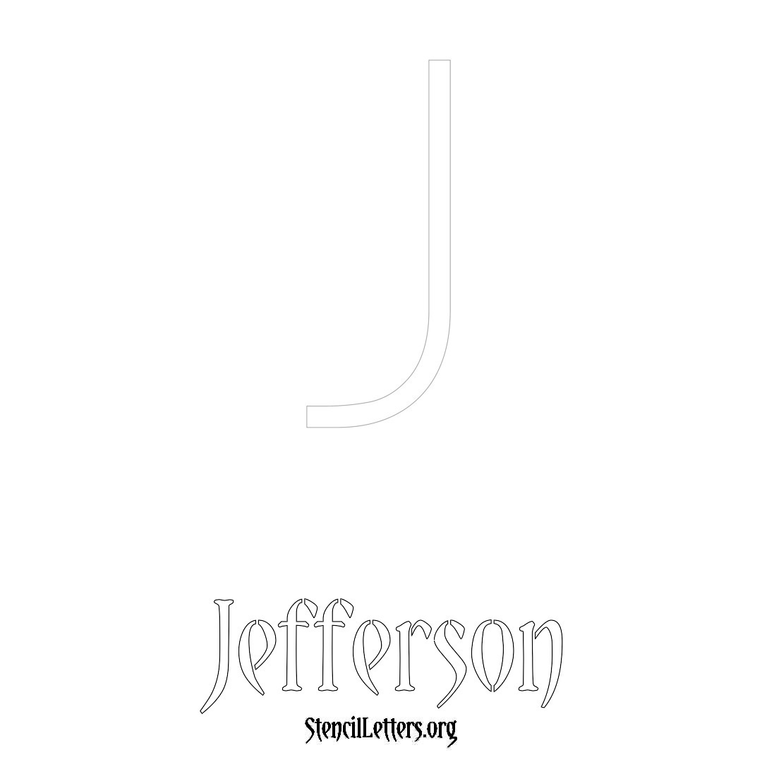 Jefferson printable name initial stencil in Simple Elegant Lettering