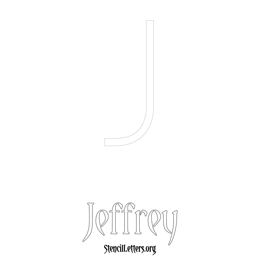 Jeffrey printable name initial stencil in Simple Elegant Lettering