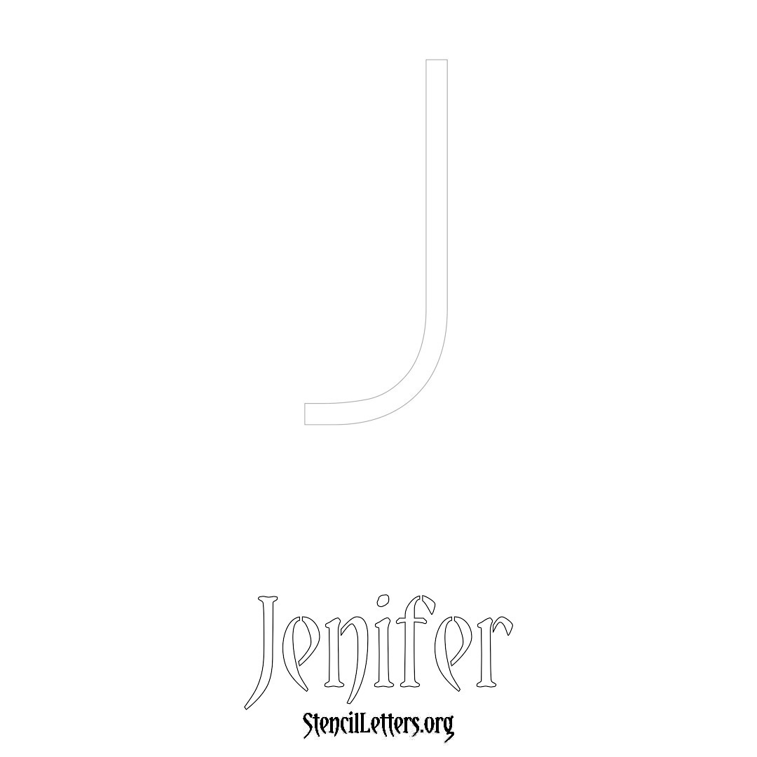 Jenifer printable name initial stencil in Simple Elegant Lettering