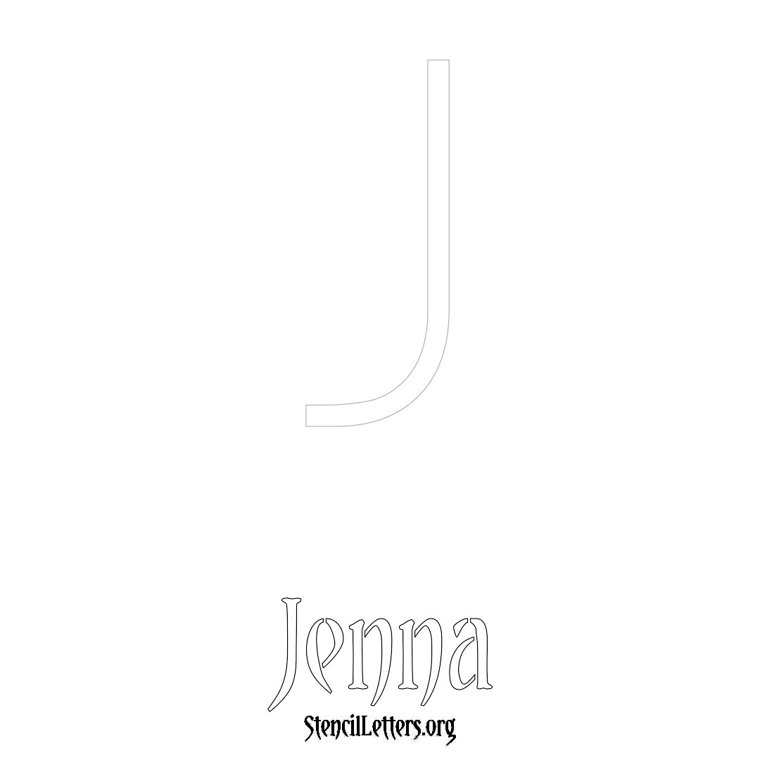 Jenna printable name initial stencil in Simple Elegant Lettering