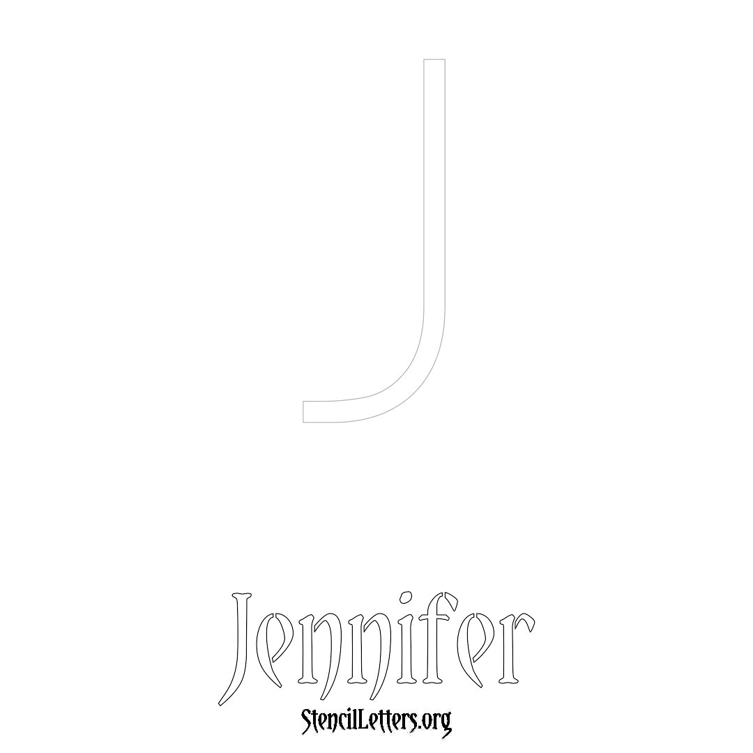 Jennifer printable name initial stencil in Simple Elegant Lettering
