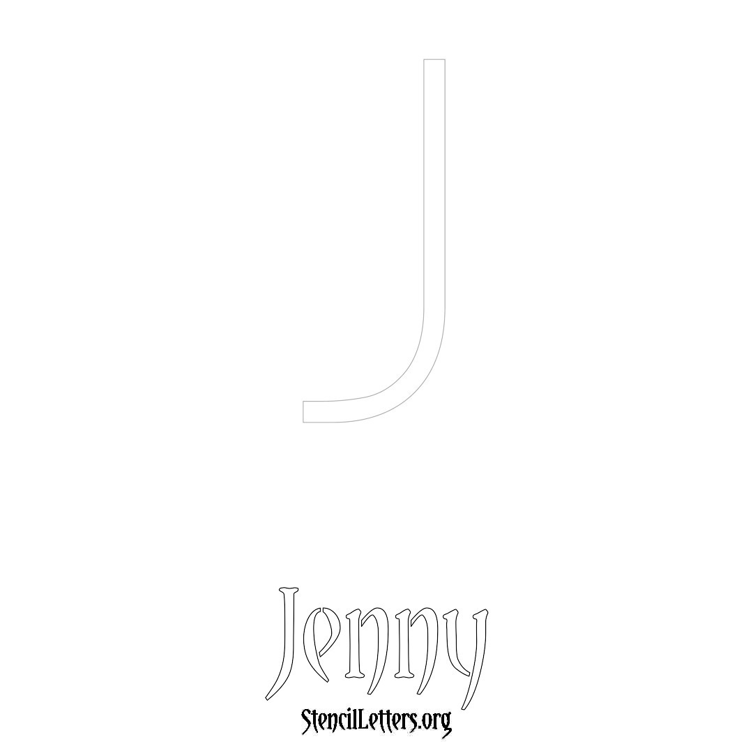 Jenny printable name initial stencil in Simple Elegant Lettering