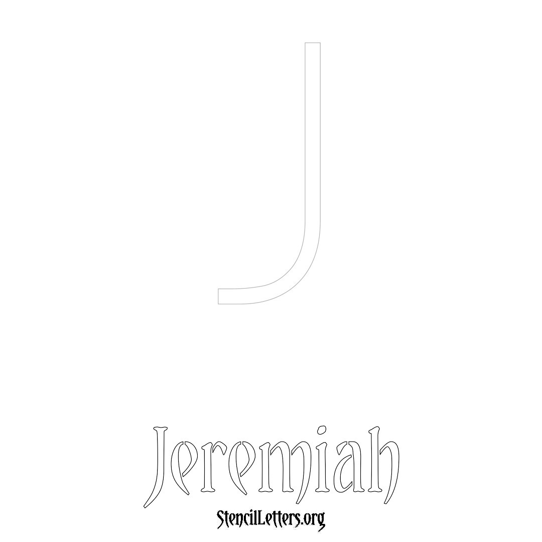 Jeremiah printable name initial stencil in Simple Elegant Lettering
