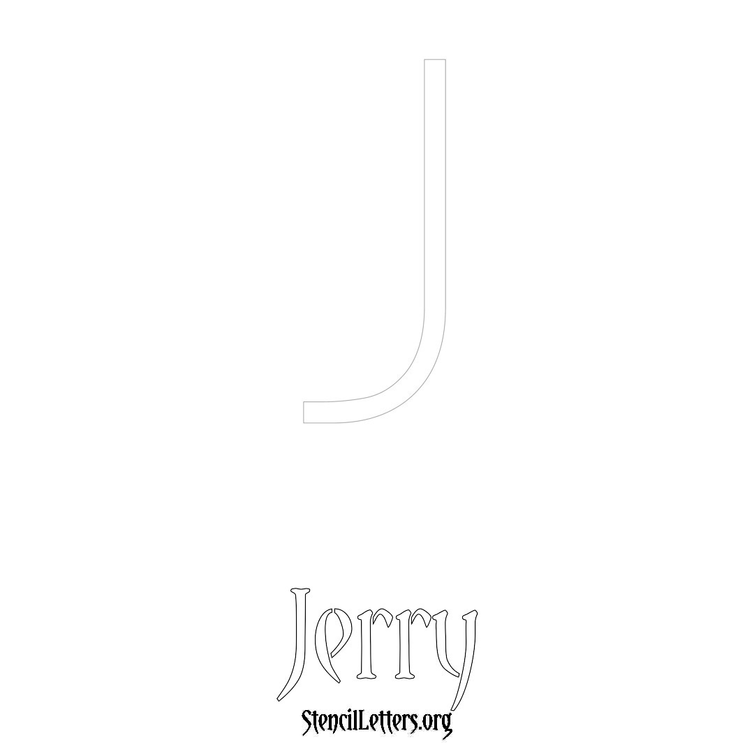 Jerry printable name initial stencil in Simple Elegant Lettering